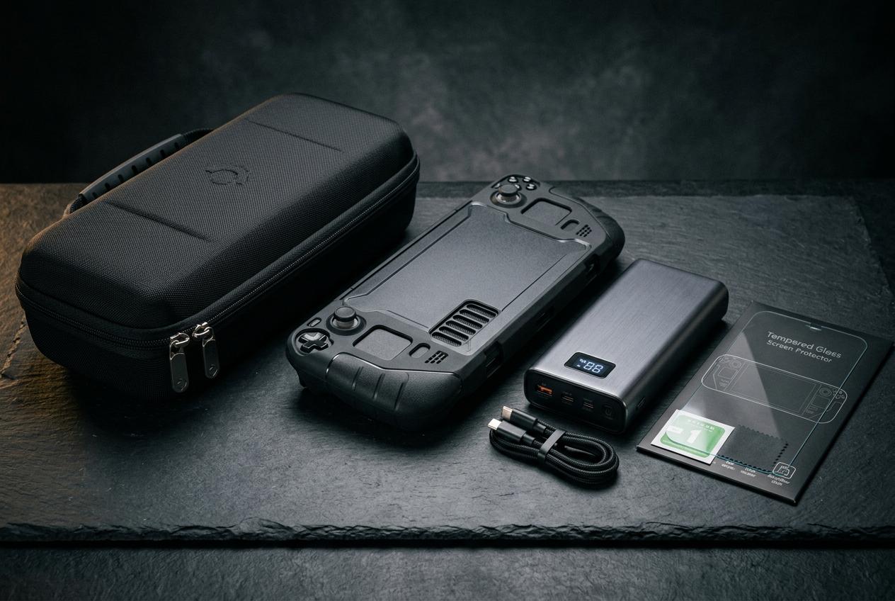 Gaming accessories flat lay